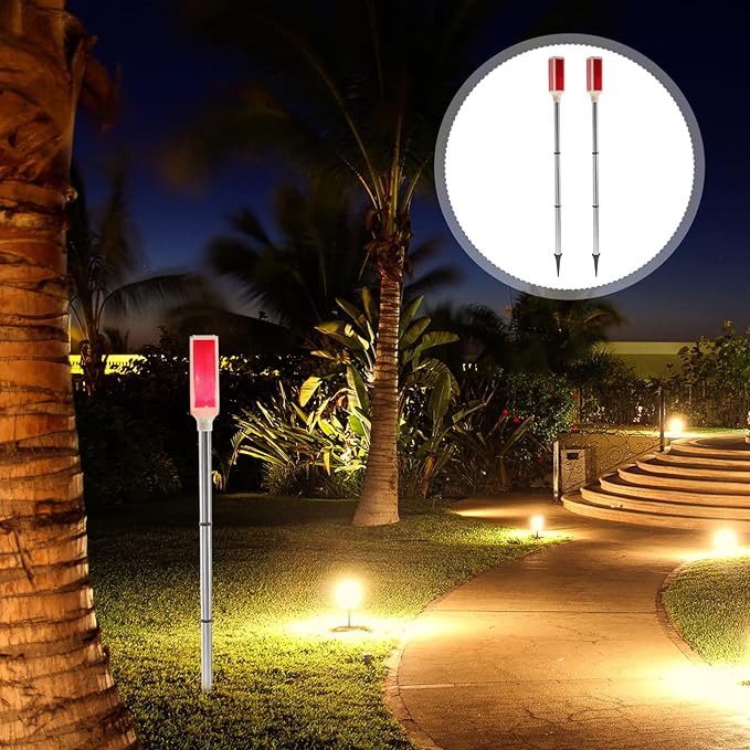 Uonlytech 2Pcs Solar Warning Landscape Lighting Solar Driveway Markers Driveway Markers Light Strobe