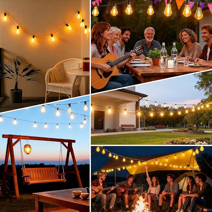 50FT Outdoor String Led Patio Lights 15M Outside Waterproof Light with ST38 Shatterproof Bulb Connectable Hanging | Lumora