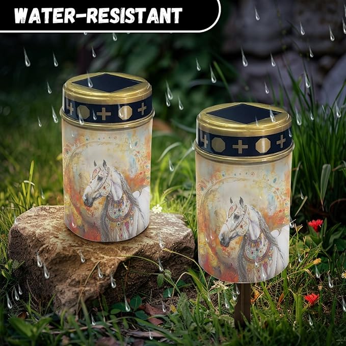 Western Aztec Horse Solar Lights,Solar Lights Outdoor Waterproof,Horse Solar Stake Lights Waterproof Solar Pathway Lights for Garden Yard Patio Backyard Decorative Lamps