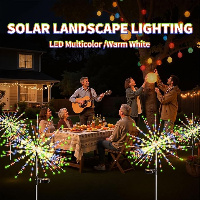 Solar Garden Lights Outdoor Waterproof (2 Pack),Solar Landscape Lighting,420LED Firework,Lights for Garden, Pathway, Party & Christmas,Multicolor