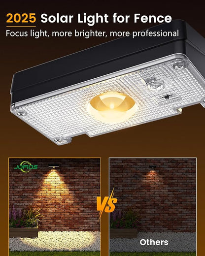 Solar Fence Lights Outdoor, 12 Pack, 50LM Ultra Bright, 3 Color Temperatures & RGB, IP65 Waterproof, Dusk-to-Dawn Solar Powered Fence Lights for Patio, Railing, Pool, Porch, Backyard(Black)