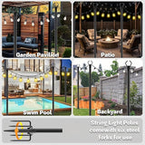 2 Pack 10 ft Heavy Duty Metal String Light Poles Adjustable Outdoor Lighting Stand for Patio,Backyard,Garden,Party | Lumora