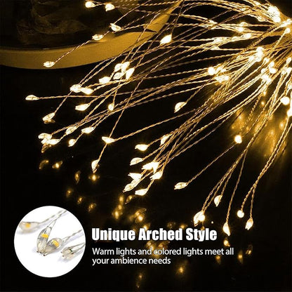 Outdoor Solar Garden Lights, 120 LEDs 8 Lighting Modes Waterproof Solar Fireworks Light Sparklers for Patio Walkway Yard Courtyards Pathway Christmas Party Decorations, Colorful(2 Pack)