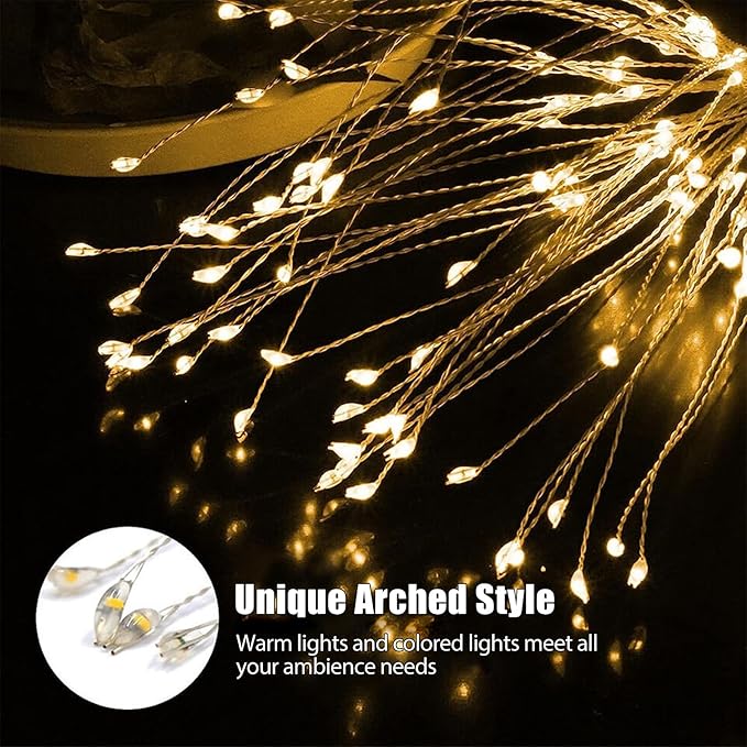 Outdoor Solar Garden Lights, 120 LEDs 8 Lighting Modes Waterproof Solar Fireworks Light Sparklers for Patio Walkway | Lumora
