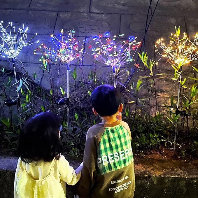 JJGoo Solar Firework Lights, 2 Pack 180 LEDs 2 Lighting Modes Solar Lights Outdoor Waterproof for Garden Patio | Lumora