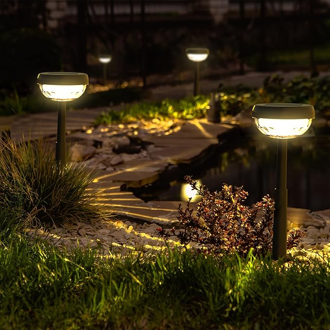 Ensenior 6-Pack Solar Lights Outdoor, Auto ON/Off 3000K LED Solar Garden Lights for Pathway, Yard, Patio, Walkway, Flower Bed, Halloween Christmas Landscape Lighting, IP65 Waterproof, Flag Lights