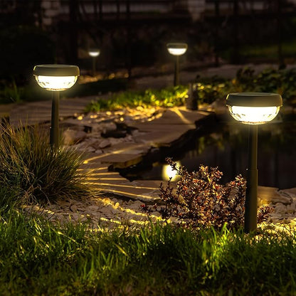 Ensenior 10-Pack Solar Lights Outdoor, Auto ON/Off 3000K LED Solar Garden Lights for Pathway, Yard, Patio, Walkway, Flower Bed, Halloween Christmas Landscape Lighting, IP65 Waterproof, Flag Lights