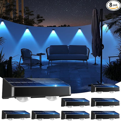 Solar Fence Lights 9-Color RGB Solar Lights Outdoor Waterproof Garden Wall Lights Solar Powered for Outside Backyard,Pathway,Yard,Party,Festival 8 Pack