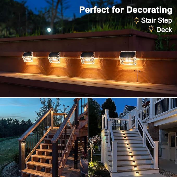 Solar Outdoor Lights, 16 Pack Solar Fence Deck Lights Waterproof Solar Powered Outside Lighting for Step Railing | Lumora