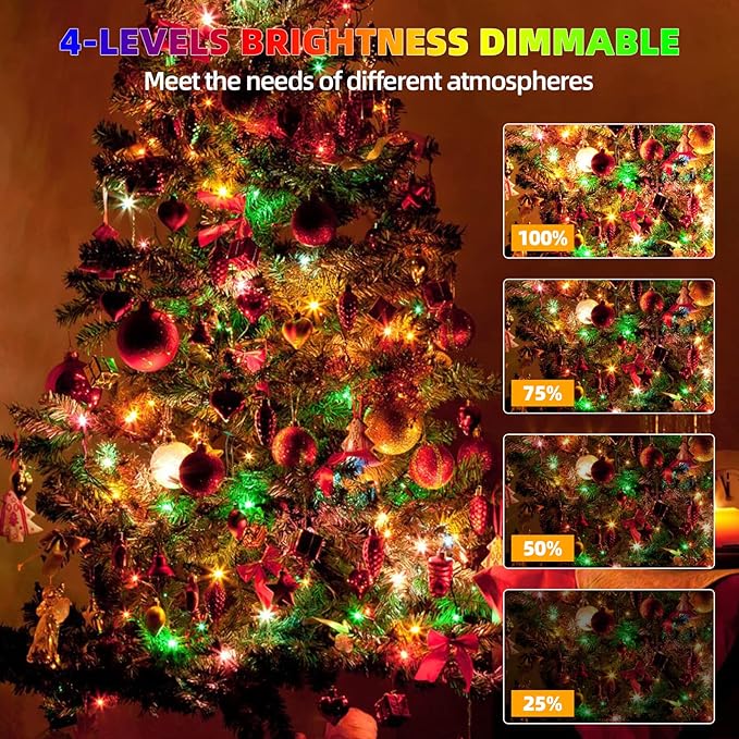 Chuya Christmas String Lights 500 Led Light Color Changing Warm White & Muticolor 11 Modes UL588 for Christmas Tree Lights Decoration Outdoor (Pack of 2)