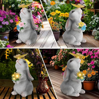 Solar Rabbit Decor for Easter Gifts with Waterproof Outdoor Bunny Lights Lawn Ornaments Bunny Statue Gifts for Garden for Yard Patio Home Decorations.