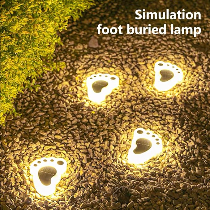 Solar Paw Print Lights, Cats and Dogs Animal Solar Lights, Outdoor Decorative Lights, Garden Lights Path Lights Walkway Lighting, Suitable for Terrace Yard Garden Path Lawn Yard 4 Pack (Style E)