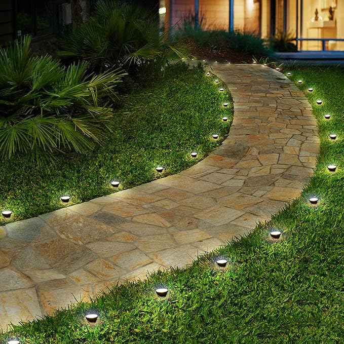 Solar Pathway Ground Lights 10 LED Solar String Ground Lights Solar Powered Inground Lights for Garden Lawn Walkway | Lumora