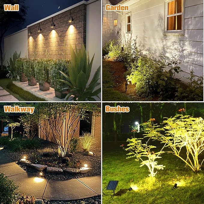 APONUO Metal Solar Spot Lights Outdoor with 9.8ft Cable Solar Powered Landscape Lighting Low Voltage IP65 | Lumora