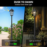 Emliviar 85.4" Black Solar Powered Street Light Fixture for Pathway with Remote - Outdoor Security Flood Light | Lumora