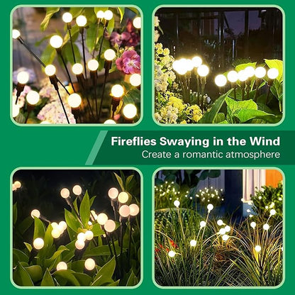 Firefly Solar Garden Lights Outdoor, Solar Firefly Lights Waterproof Lights, 8LED Vibrant Firefly Swaying Lights (4PACK Warm White)