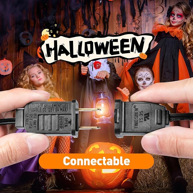 10FT Halloween Orange LED String Lights, 10 Clear Orange Bulbs with Black Wire, Outdoor Waterproof Vintage | Lumora