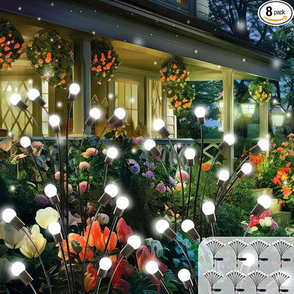 2026 Upgraded Solar Lights Outdoor, 8 Pack Solar Garden Lights with 2 Modes, Firefly Lights Outdoor Waterproof, Sway by Wind, Twinkle Firefly Light for Yard Patio Path Garden Decoration (Cool White)