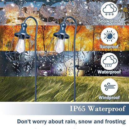 Solar Lights Outdoor Decorative Solar Retro Metal Lantern Yard Stake Decorative Path Light for Walkway Pathway Lawn Patio Yard Decorations Blue 2 Pack