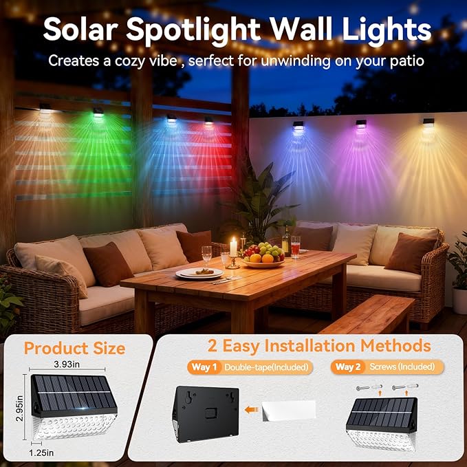 LumiZen Solar Deck Lights 8 Pack, 12 Modes RGB Color with Remote Dimmable Solar Fence Lights Outdoor Led Powered | Lumora