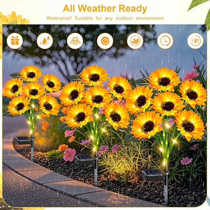 Solar Outdoor Lights Garden Decor,6 Pack Solar Sunflower Lights, 36 Waterproof Garden Decor Flower for Outside Yard Patio,Flower Bed, Pathway, Gift for Women, Mom, Grandma- 6 Pack