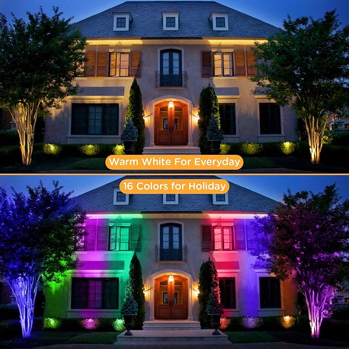 Junview Low Voltage Landscape Lights Christmas 10W RGBW Warm White LED Well Landscape Lighting Waterproof Outdoor | Lumora