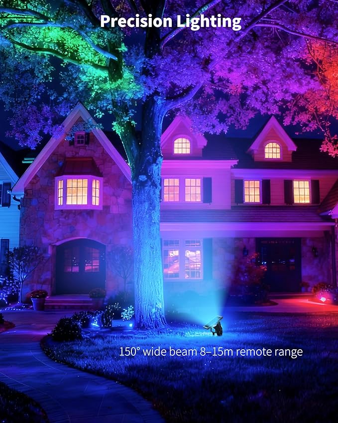 Ofuray Solar Spot Lights Outdoor, RGB Color Changing with 8 Lighting Modes, IP67 Waterproof Landscape Lights 9.8ft | Lumora