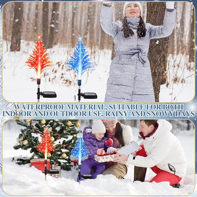 Baquler 2 Pcs Solar Christmas Tree Garden Stake Lights Outdoor Christmas Tree Lighted Yard Decorations Multicolor | Lumora