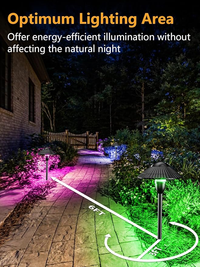 ZUCKEO RGBW Low Voltage Landscape Lighting 5W Color Changing Pathway Lights 12-24V Multi-Color LED Path Lights | Lumora