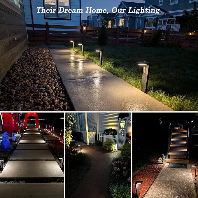 Solar Pathway Lights 8 Pack with Warm White and Cool White Mode, Modern Solar Path Lights Outdoor Waterproof, Perfect Solar Lights for Backyard, Lawn, Driveway, Walkway, Garden Decorative.