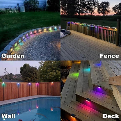 DenicMic Solar Deck Lights Outdoor, 3 Pack Waterproof Led for Outdoor Decks, Railing,Stairs, Step, Fence, Yard, and Patio(Color Changing)