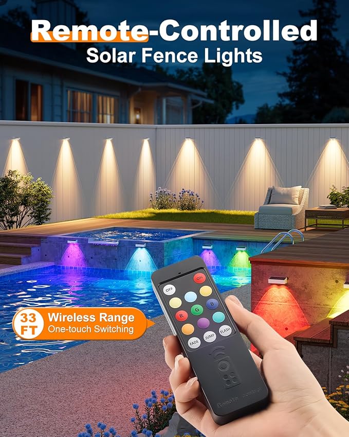 VOLISUN Solar Fence Lights with Remote Control, 50 Lumen LED Fence Lights Solar Powered, IP65 - Outdoor Path Light | Lumora