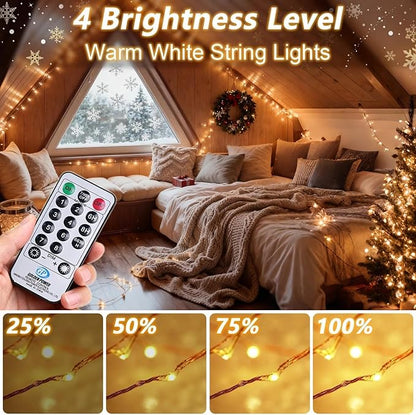 165Ft Ultra Long 500 LEDs String Lights Plug in, with Switch/Timer, Waterproof Dimmable Copper String Lights for Home/Holiday Decor, 8 Modes Fairy Lights with Remote, Warm White UL Listed