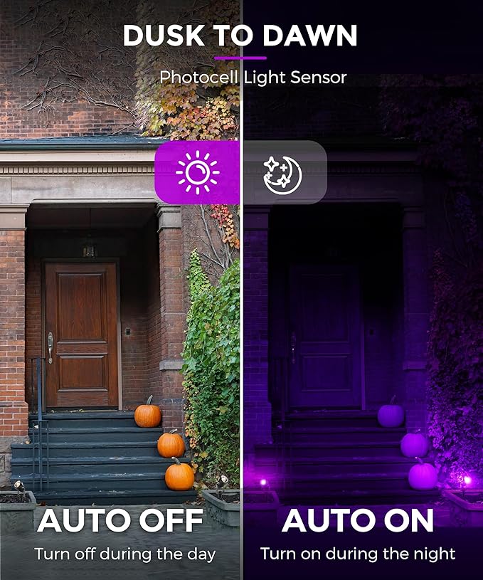 L LOHAS LED Halloween Orange and Purple Spotlights Outdoor, Auto On/Off 5W 120V Landscape Lighting for for House | Lumora