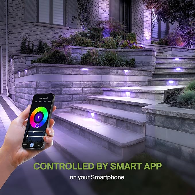 ASD LED 4 Inch Retaining Wall Light Fixture, Hardscape Paver Lighting | RGBW, App & Voice Control, Waterproof, ETL Listed | 2W 60LM RGB-2700K-6500K 12V | Landscape Step Illumination | Black, 8 Pack