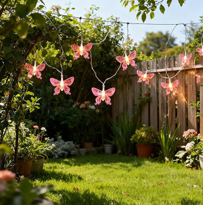 Vigdur 2 Pack Solar Butterfly String Lights Outdoor, 10 LED 2-Color (Purple & Pink) Butterfly Fairy Lights, IP44 Waterproof for Windows, Fences, Patios, Christmas, Weddings & Party Decor (Warm White)
