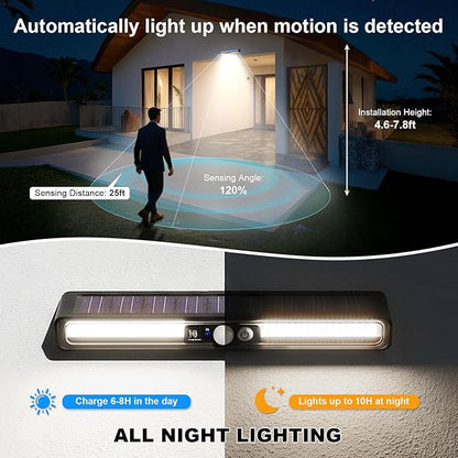 Solar Outdoor Lights with Motion Sensor, 36 LED Waterproof Solar Powered Clamp Lights for Garden, Patio, Pathway, Fence, Yard - 3 Lighting Modes (White Light)