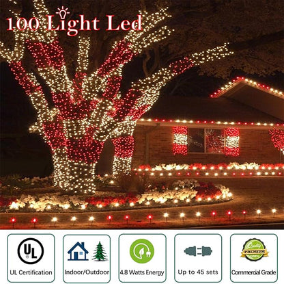 50ft 100 Counts Red LED Christmas Lights Outdoor- Commercial Grade Outdoor Waterproof, Red Halloween Lights 5mm Wide Angle Green Wire, Xmas Lights, IP:65, UL