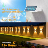 NIORSUN Solar Fence Lights Outdoor, 16 Pack Up and Down Waterproof Solar Wall Lights, Fence Lights with Lens, Warm | Lumora