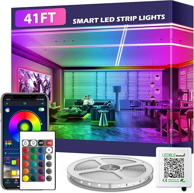 41FT Led Strip Lights,Long Smart Led Light Strips Music Sync 5050 RGB Color Changing Rope Lights,Bluetooth APP/IR | Lumora