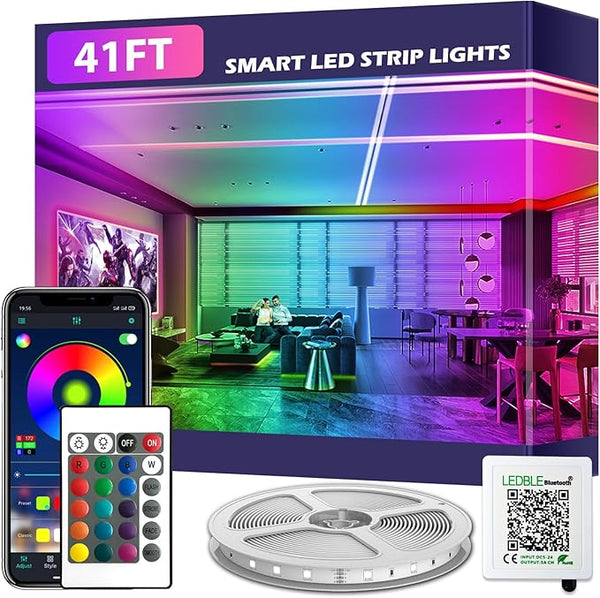 41FT Led Strip Lights,Long Smart Led Light Strips Music Sync 5050 RGB Color Changing Rope Lights,Bluetooth APP/IR | Lumora