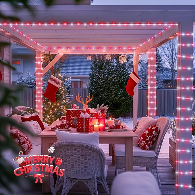 JMEXSUSS 200 LED Solar Rope Lights, 72ft IP 65 Outdoor Waterproof Christmas Lights With 8 Modes, Red and White for | Lumora