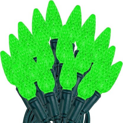 Novelty Lights 24FT 70 LED C6 Christmas String Lights, Outdoor Commercial Grade Tree Decorations, Permanent LED Lights (Green)