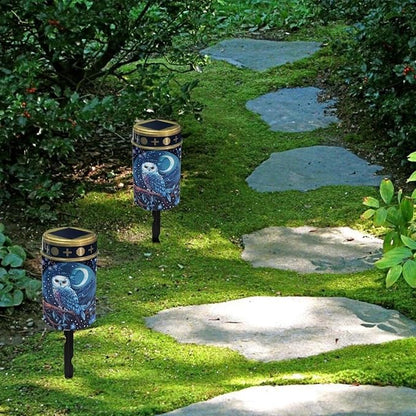 ZOUTAIRONG Moon Owl Solar Light for Cemetery Grave 2 Pack Solar Garden Lights Solar Lights Outdoor Garden Solar Pathway Lights Outdoor Cemetery Solar Lights for Grave Solar Lights
