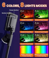 Solar Spotlights Outdoor Waterproof IP67,Multicolor LED Floodlight,4 Pack,360°Adjustable Prowered Panel,RGB 6 | Lumora