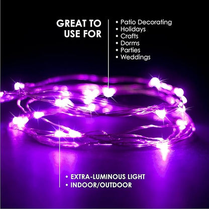 30 LEDs Pink Color String Lights Silver Wire Indoor and Outdoor 9.5 Feet Firefly Starry Fairy Lights Battery Powered for DIY, Christmas, Holidays, Party, Bedroom and Centerpieces
