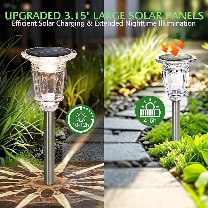 Solar Pathway Lights Outdoor 6 Pack, 10 Modes RGB Color Changing & White Solar Garden Lights, 17.5" IP65 Waterproof | Lumora