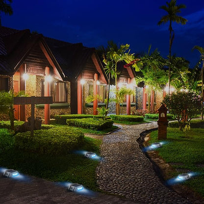 SUNWIND Blue Solar LED Lights - 4 Pack Solar Deck Lights Blue Marker Solar Lights Outdoor for Garden, Driveway, Pathway, Patio