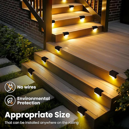Solar Deck Lights Outdoor 20 Pack Black, Solar Step Lights Waterproof Led Light for Outside Stair, Fence, Yard, Garden, Patio and Pathway(Warm White)