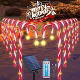Candy Cane Lights Christmas Decorations, 12 Pack Solar Candy Cane Pathway Lights with 8 Modes and Timer, 72 LED | Lumora